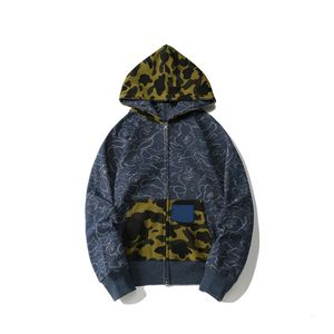 Kapuzenpullover mit Reißverschluss, Baumwolle, Marineblau, Camo-Sweatshirt, Kapuzenjacke, warm, Winter, Unisex, Größe M-XXXL