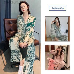 Women's Sleepwear Baju Tidur Silk Leopard Print Sexy Cardigan Homewear Pyjamas Women Silk Painting Tie Dye Sleepwear Long Sleeve Pajama L230918