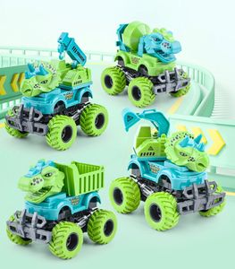 Jurassic Park Dinosauri per Bambini Karting Suit Car Dinosaure Toy Model Kit Dinosauri Rex Transport Engineering Car Dinosaur Toys For Kids 3-5 julklappar