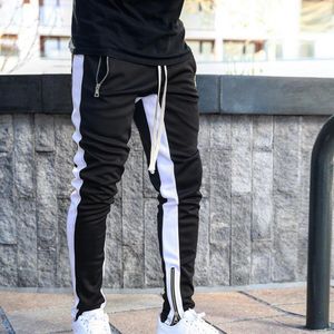 Pantaloni da jogging da uomo con cerniera Pantaloni casual Abbigliamento sportivo da fitness Pantaloni da tuta Pantaloni sportivi skinny Pantaloni Palestre nere Pantaloni da jogging227N