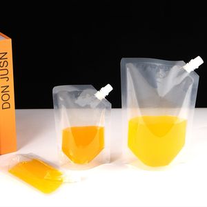 Disposable Plastic Drinking Beverage Bags 200ml 250ml 350ml 380ml 500ml 1000ml Spout Liquid Stand Up Nozzle Pouch For Soya Milk Tea Coffee Juice Water Cold Drink Pack