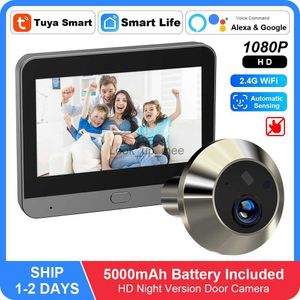 Campanelli Smart Tuya 1080P 2.4G WiFi Magic Door Camera Rilevamento automatico Door Eye Camera Digital Door Viewer Campanello senza fili a casa HKD230918