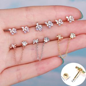 Stud Earrings 1PC Korean Fashion Stainless Steel Cartilage Piercing Tragus Zircon Butterfly Ear For Women Jewelry