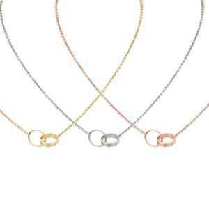 2023 ny stil klassisk design dubbel loop charms hänge kärlek halsband för kvinnor flickor 316l titanium stål bröllop smycken krage collier älskare gåva