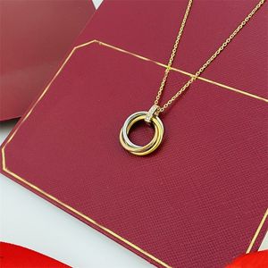 3 ringar trinity halsband kärlek halsband lyxiga smycken kvinna 18k stigande guld silver hjärthalsband höft heta smycken för bröllopsfest present gratis frakt