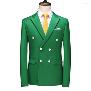 Ternos masculinos cor pura formal duplo breasted terno jaqueta tamanho grande 6xl negócios vestido de festa de casamento casaco fino ajuste blazers