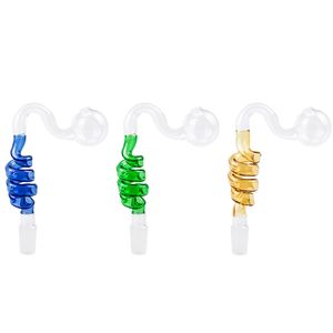CSYC G113 Smoking Pipe Twisted Style 14mm 19mm Male Glass Banger Bowl Smooth Airflow OD 30mm Colorful Dab Rig Glass Bong Ash Catcher Bubbler Pipes Bowls