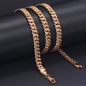 Kettingen Anietna 7 5mm 60cm Curb Hip Hop Ketting Voor Mannen Cool 585 Rose Goud Kleur choker Link Sieraden Gift Party Kraag Hombre260a