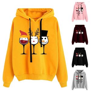 Kadın Hoodies Ladies Crew Boyun Uzun Kollu Noel Baskı Kapşonlu Sweatshirt Kadınlar Sıradan Üstler Ter Gömlek