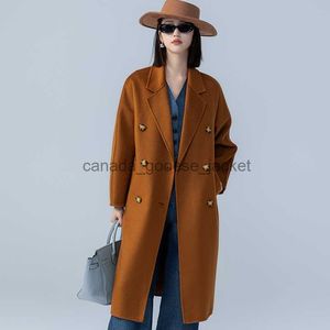 Women's Wool Blends 2023 Autumn/Winter Cashmere Coat Women's water corrugated double breasted windbreaker Woolen Women's Long wool coatL230918