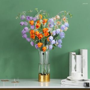 Kwiaty dekoracyjne sztuczne kampanula kwiat kwiat jedwabny wieloletnia roślina suszona meble na przyjęcie ślubne dekoracja salonu
