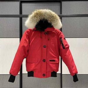 Piumino pilota da uomo canadese vera pelliccia di lupo con cappuccio in tela Parka lettera patch tasche con cerniera caldo spesso capispalla designer donna inverno cappotto d'oca 3z428