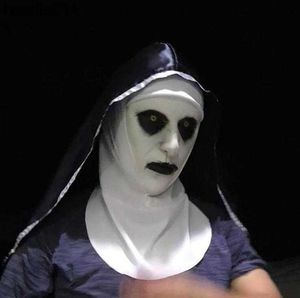 Kostymtillbehör Kostymtillbehör Nun Horror Mask Cosplay Valak Scary Latex Masks med huvudduk Full ansiktshjälm Halloween Party Props L230918