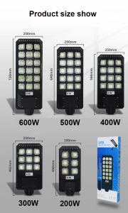 Luce solare per esterno con palo integrato 300W 400W 500W Sensore radar lampione a led super luminoso IP65 Impermeabile per giardino cortile LL