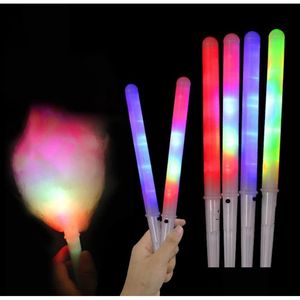 Dekoracja imprezy LED Light Up Cotton Candy Ronees Colorf Shlowing Marshmallow Stick wielokrotnego użytku Favor Concert Park Flashing Night Drop Deli Dhs5i