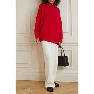 Maglioni da donna 2023 Dolcevita rosso Maglione lavorato a maglia casual retrò francese