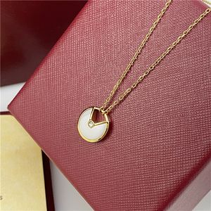 Goldene Halskette, Kreis-Halsketten, Edelstahl-Schmuck für Damen, 18 Karat Roségold, Muschel-Achat-Amulett, Luxus-Halskette, Diamod-Kette, Schmuck, Designer-Geburtstagsparty-Geschenk