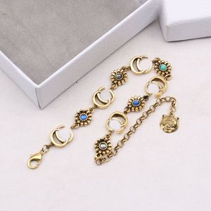 Luxury Design Bangles Brand Letter Bracelet Chain Famous Women 18K Gold Plated Crysatl Rhinestone Pearl Wristband Link Chain Couple Gifts Jewerlry Accessories