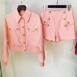 女性用ジャケット0425高品質の綿の気質ラペルシングルブレストトップとショーツスーツアドバンスド-XL