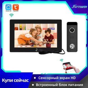 Komórki drzwi Joytimer Tuya Smart Video Intercom System Wbudowany zasilanie Pełny dotyk Ekran wideo Telefon 130 Super szerokokątny aparat HKD230918