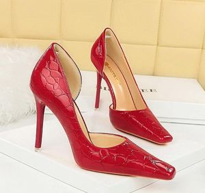 Mulheres 10cm salto alto vermelho bombas escritório sexy stiletto casamento nupcial scarpins saltos curtos senhora sexy oco sapatos de festa