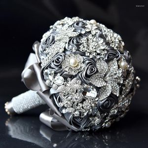 Wedding Flowers Luxury Crystal Rhinestone Elegant Purple Bridal Holding Bridesmaid Bouquet Handmade Jewelry Accessories