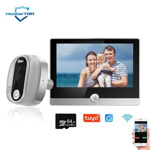 Campainhas mais recentes 1080P Câmera olho mágico IPS LCD Digital Door Viewer Tuya Vídeo Campainha Câmera WiFi Smart Home PIR Motion Detection Bell HKD230918