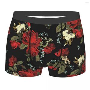 Underpants Rose Black Beautiful Breathable Panties Shorts Boxer Briefs Male Underwear Print