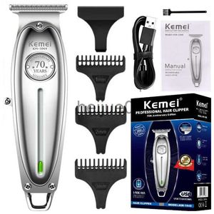 Elektriska rakare KM-1949 Professionell hårklippare All Metal Men Electric Cordless Hair Trimmer 0mm Baldheaded T Blade Finish Haircut Machine X0918