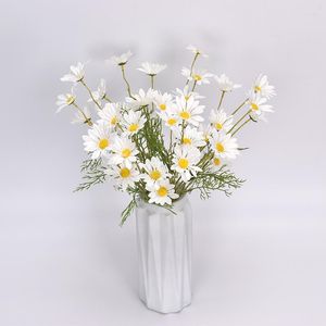 Decorative Flowers 5 Heads/1pcs Silk Daisy Bride Bouquet For Christmas Home Wedding Year Decoration Fake Plants Sunflower Artificial