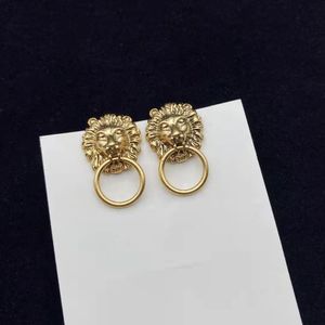 Designer de luxo moda charme brincos cabeça de leão senhoras earring200t