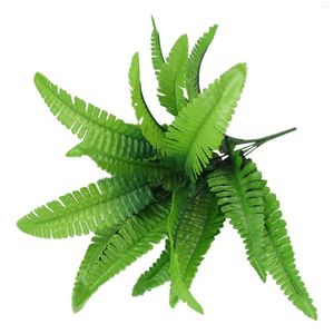 Decorative Flowers 1PC Artificial Lifelike Large Silk Fern Glass Green Grass Home Decoration Plants & With Vase