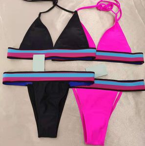 Fashion Designer Bikini Set Bandage Two Pieces Bikinis 2023 Sexy Push Up Swimsuit Fuchsia Pink Swimwear Women Bathing Suits Black Beachwear XL With Tag Fast Shipping