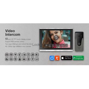 Dzwonki do drzwi 10 -calowe HD Villa Video Intercom 1080p Doorbell do domu aplikacji Tuya bezprzewodowe połączenia interkomu odblokowujące itp. HKD230920