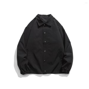 Erkek Ceketler -Youth Düğmesi Harajuku Kore Fashions Bombacı Ceket Katları 2023 Kara Sokak Giyim Windbreaker'da Katı