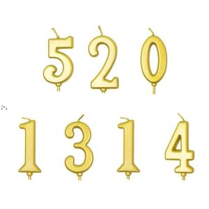 Gilded Number Pattern Birthday Cake Candle paraffin Golden Children Anniversary Party Decoration with PVC box 918