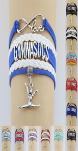 10pclot Gymnastics Pole Dance Sports Love Infinity Love Antique Silver Charm Armband Women Men Girl Boys Jewelry Gift Många Styl9388532