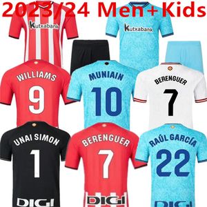 New Jersey 2023/24 Atletik Futbol Forması Muniain Williams Raul Garcia Villalibre Erkekler Çocuk Futbol Gömlek Seti