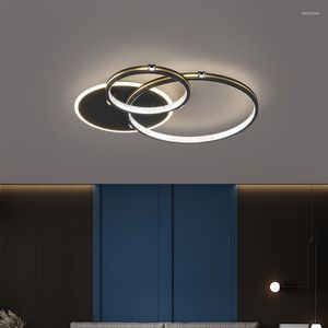 Luzes de teto modernas para sala de estar, quarto, estudo, luz led preta/dourada, luminárias AC110-220V