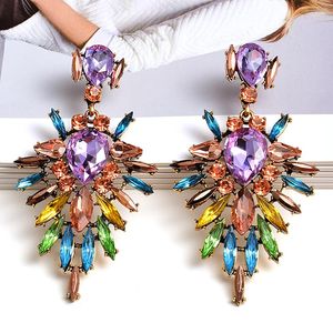 dangle earrings高級カラフルなクリスタルステートメントラインストーン長いドロップファッションジュエリーアクセサリー卸売