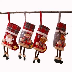 Christmas Stocking Gift Bag Wool Xmas Tree Ornament Socks Dolls Santa Candy Gifts Bags Home Party Decorations Sea Shipping 918