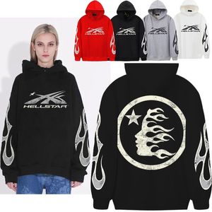 Hellstar klassisches Retro-Logo auf der Straße, für Männer und Frauen, lockerer lässiger Fleece-Kapuzenpullover, Spiderweb Star Flash, langärmlig, Street-Hip-Hop-Sweatshirt, Yoga, Vintage-Kapuzenpullover