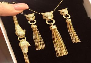Earrings Necklace Brand Pure 925 Sterling Silver Jewelry For Women Wedding Panther Set Leopard Earring Ring Bracelet36722677366748
