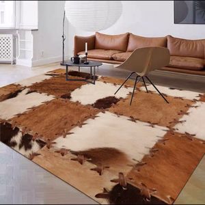 Carpets Modern imitation cowhide carpet for living room washable rugs for bedroom luxury living room decoration Large area Lounge Rug 230918