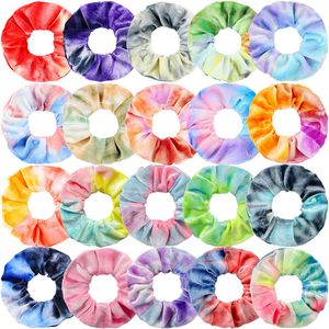 Tie färgning sammet scrunchie kvinnor flickor elastiska gummi hårband gradient färg hårrep mjuk hästsvanshållare hårtillbehör