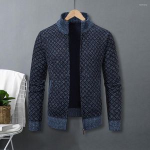 Suéteres masculinos homens suéter casaco zíper abertura aconchegante cardigan de malha elegante gola quente pescoço proteção fechamento