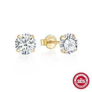 Orecchini a bottone in argento sterling 925 con zirconi Orecchini di lusso con diamanti a taglio ovale da 6 mm Accessori per gioielli da donna