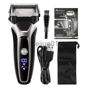 Elektriska rakare USB -laddningsbar elektrisk rakapparat Rostfritt stål Rakmaskin Män 3D Triple Floating Blade Razor Shaver Barber Trimmer X0918