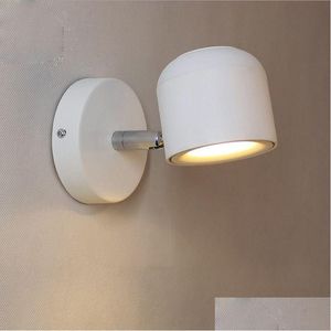 Hängslampor vägglampa modern stil ljus justerbar svart/vit 7W för sovrum foajé spegel korridor sconce ac90-220v drop leverans dhkp1
