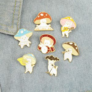 Colorful Mushroom Musical Instruments Pins Alloy Shii-take Modeling Collar Brooches Cartoon Children Music Festival Gift Clothing 223z
